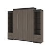 Bestar Orion 104W Queen Murphy Bed and 2 Narrow Shelving Units with Drawers (105W), Bark Gray & Graphite 116885-000047
